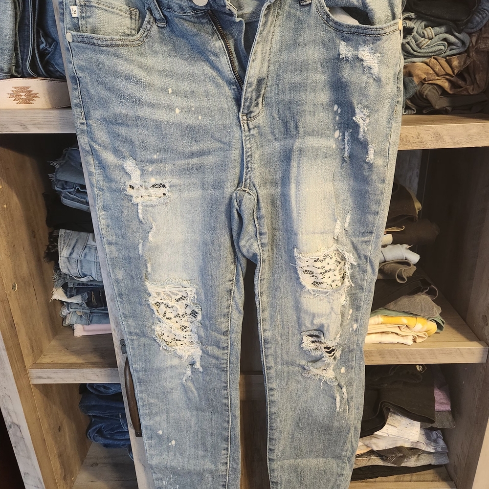 Judy Blue Light Blue Distressed Skinny Jeans